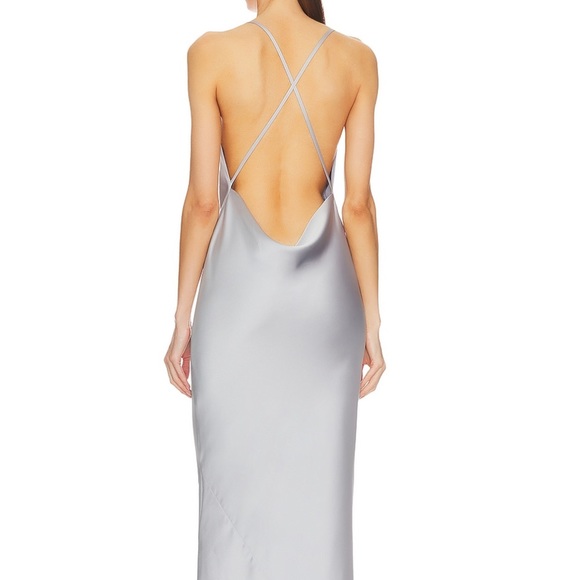NORMA KAMALI cross back bias gown in silver - Picture 3 of 4
